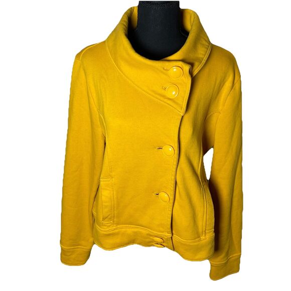 Charlotte Russe Jackets & Blazers - Charlotte Russe Women’s Mustard Yellow Fleece Button Up Jacket Coat Sz XL